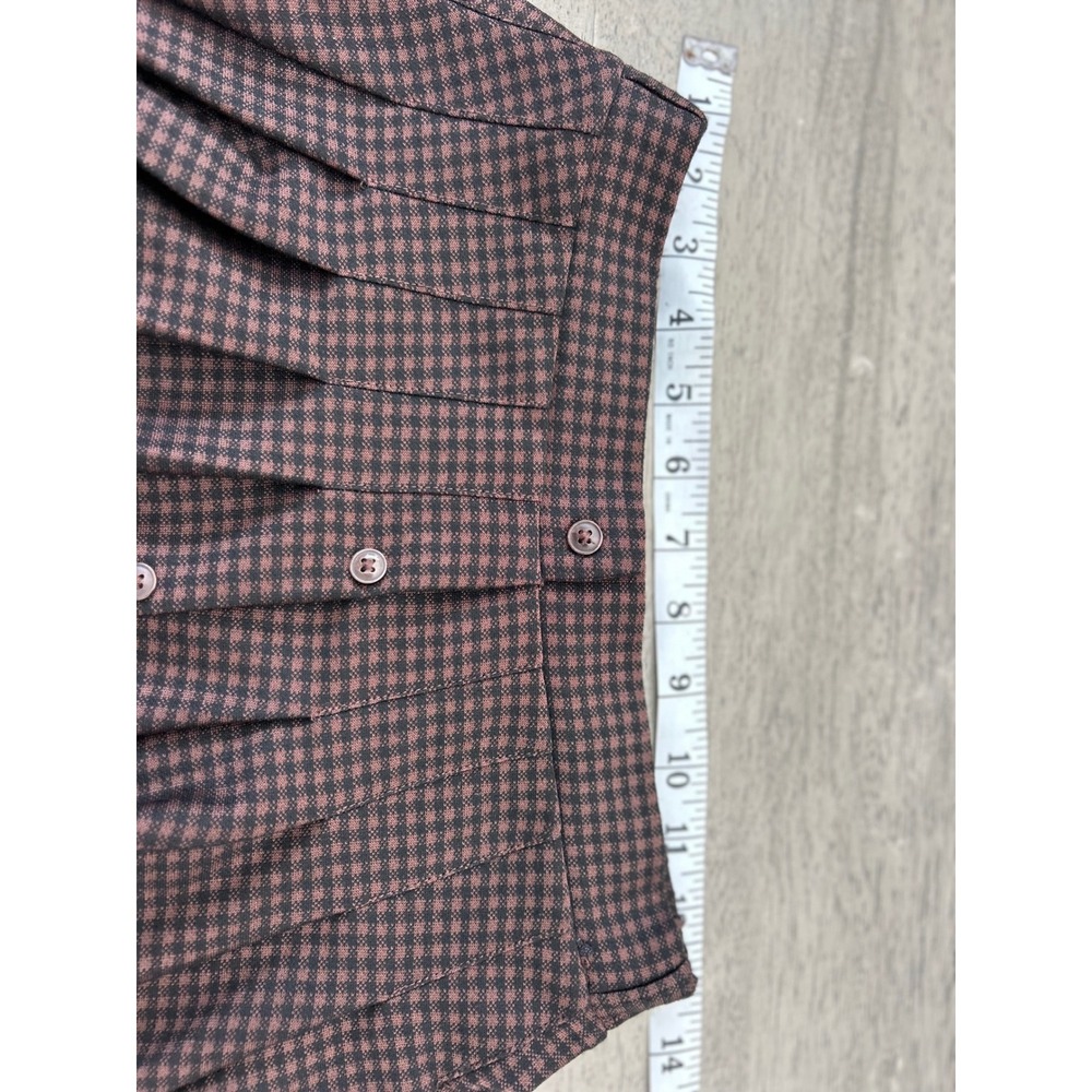 Zara Girls Brown Houndstooth Pleated Mini Skirt Button Front Size 11-12 152cm - Picture 2 of 6